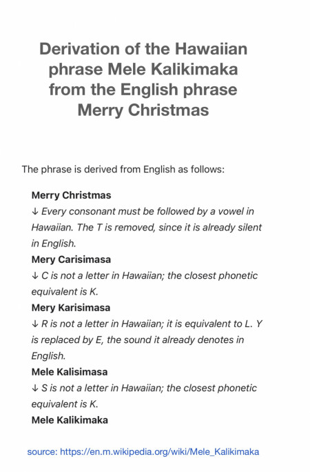 If you’ve ever wondered how the phrase Merry Christmas became “Mele Kalikimaka” in Hawaiian