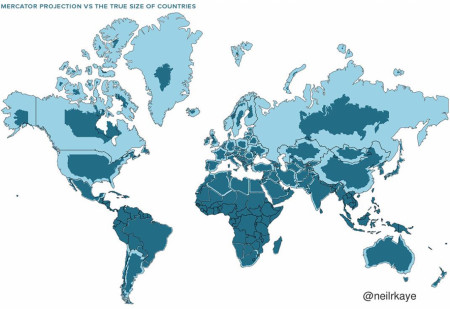 Mercator projection vs the true size of Countries