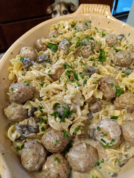 Slow cooker meatball stroganoff