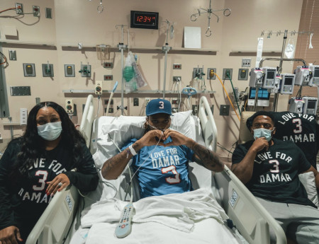 Damar Hamlin getting ready to watch the Buffalo Bills play six days after suffering his injury