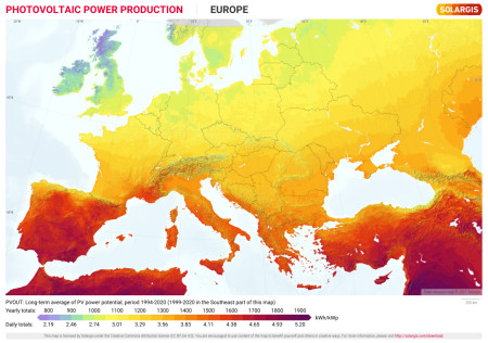 The Photovoltaic Electricity Potential in Europe