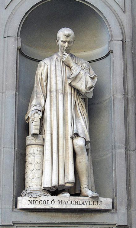 Statue of Machiavelli at the Uffizi Gallery in Florence, Italy