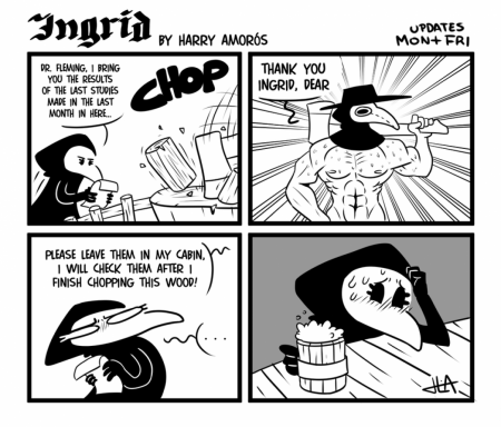 Ingrid the Plague Doctor: Oh no, he&#039;s hot! (Comic by Harry Amorós)