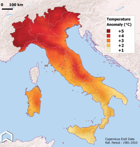 The staggering temperature anomalies of Summer 2022 in Italy