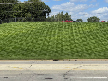 The three way striping on this lawn cut