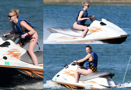 Sophie riding a jet ski