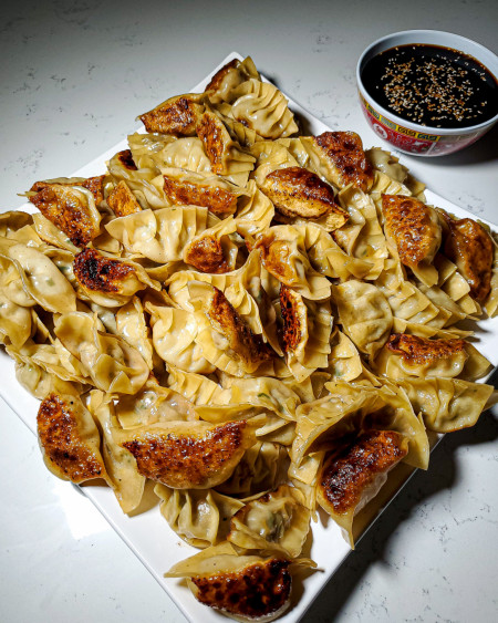 Chinese Pork Dumplings, Black Vinegar Sesame Sauce