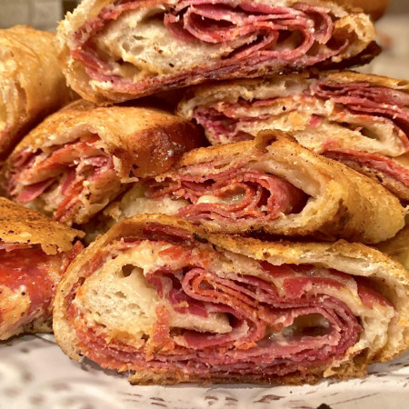 Spicy calzones with salami, capicola, soppressata, &amp;amp; mozzarella