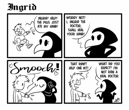 Ingrid the Plague Doctor: There, there (comic by Harry Amorós)