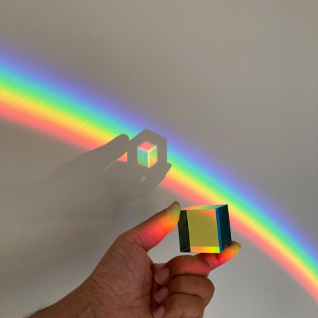 The way light interacts between a rainbow &amp;amp; this cube