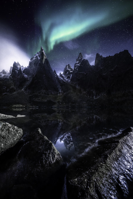 Aurora over Mt. Megalodon and Tombstone Peak, Tombstone Territorial Park, Canada