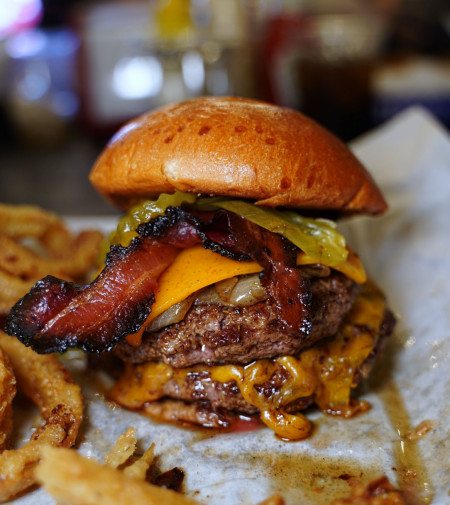 Smoked double bacon cheeseburger