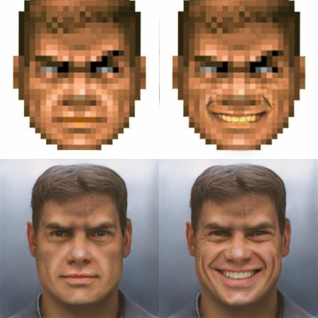 Doom guy as generated by neural network