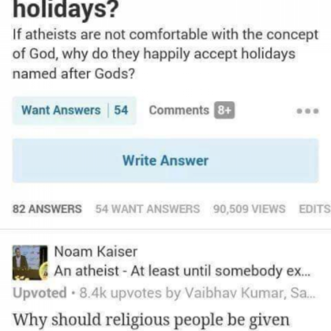 The perfect answer to a religious loony