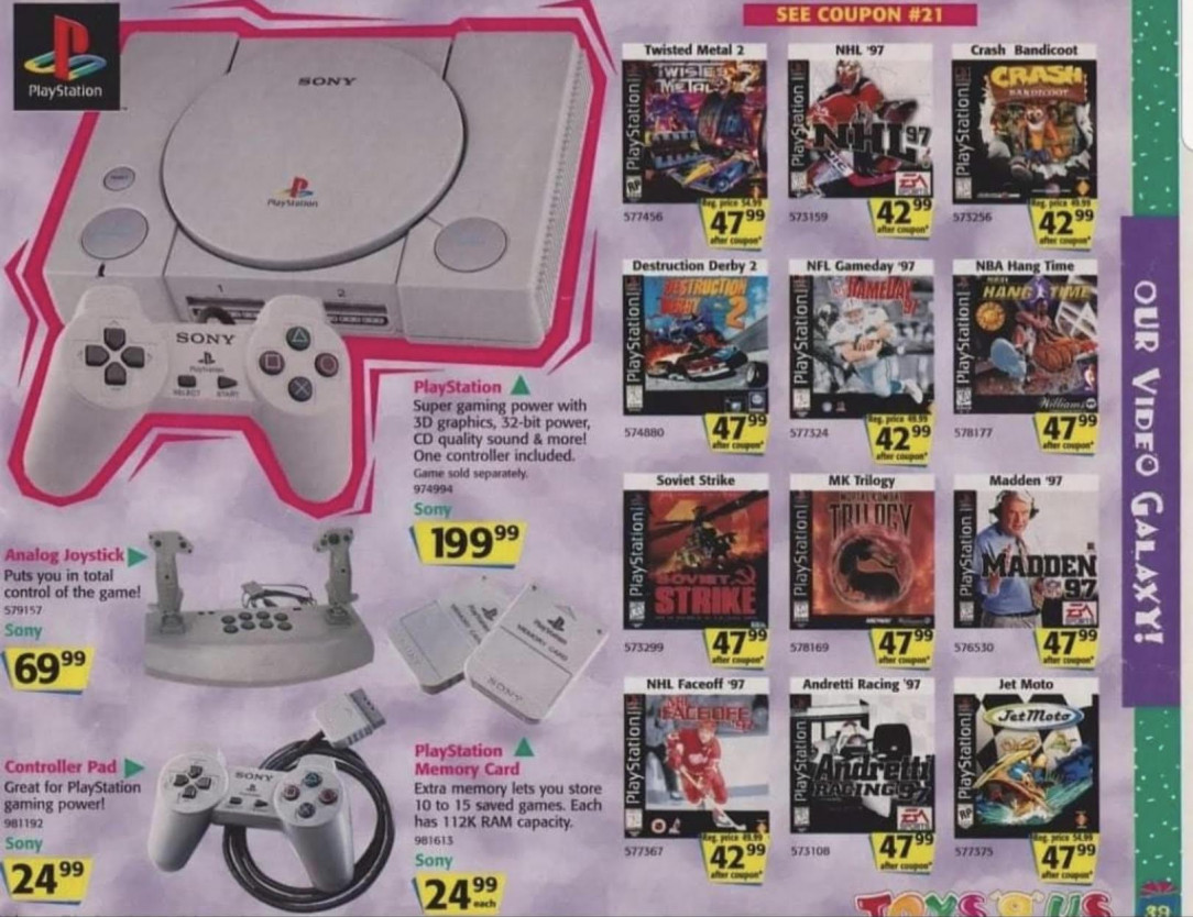 1996 Toys R&#039; Us ad for the original Playstation