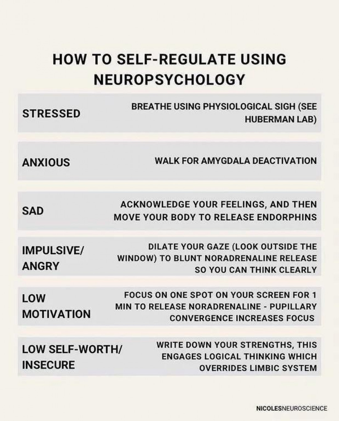 how to self regulate using neuropsychology