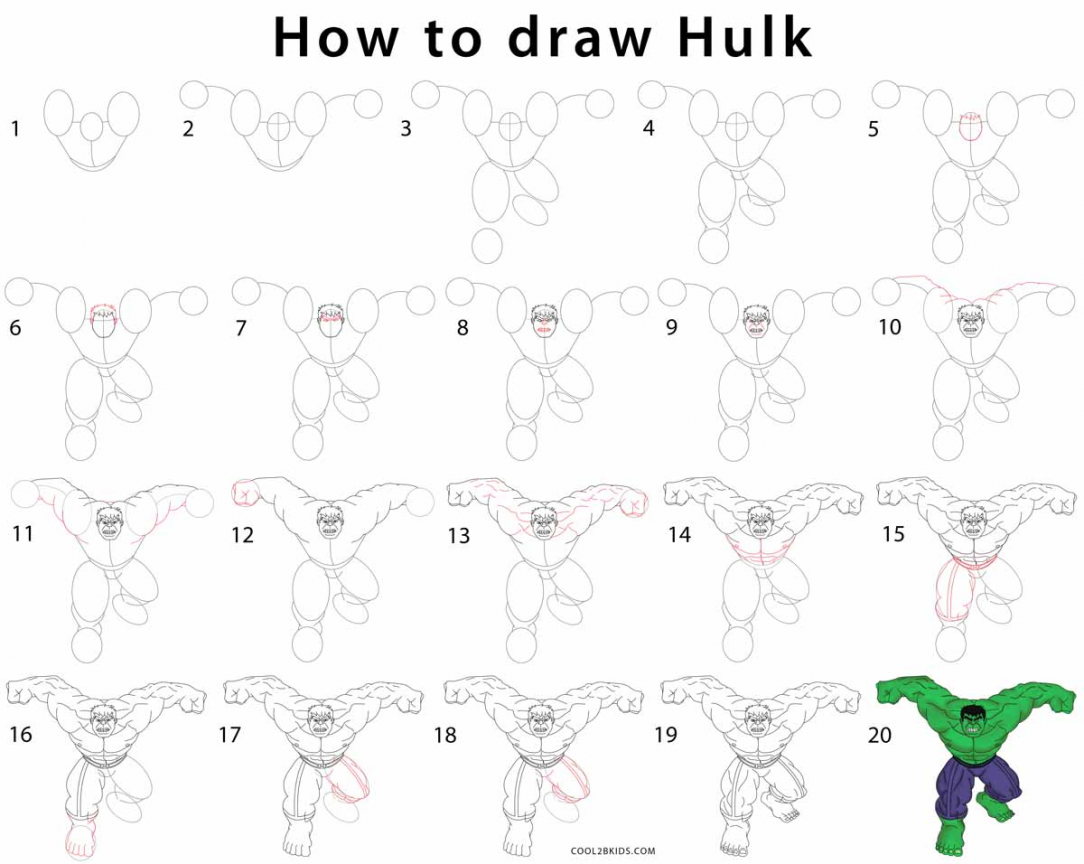 How to draw the Hulk