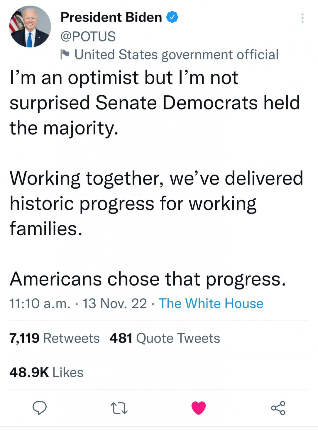 Americans choose progress