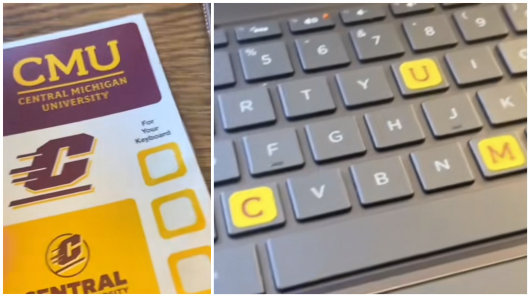 Central Michigan University sent out stickers &quot;for your keyboard&quot;