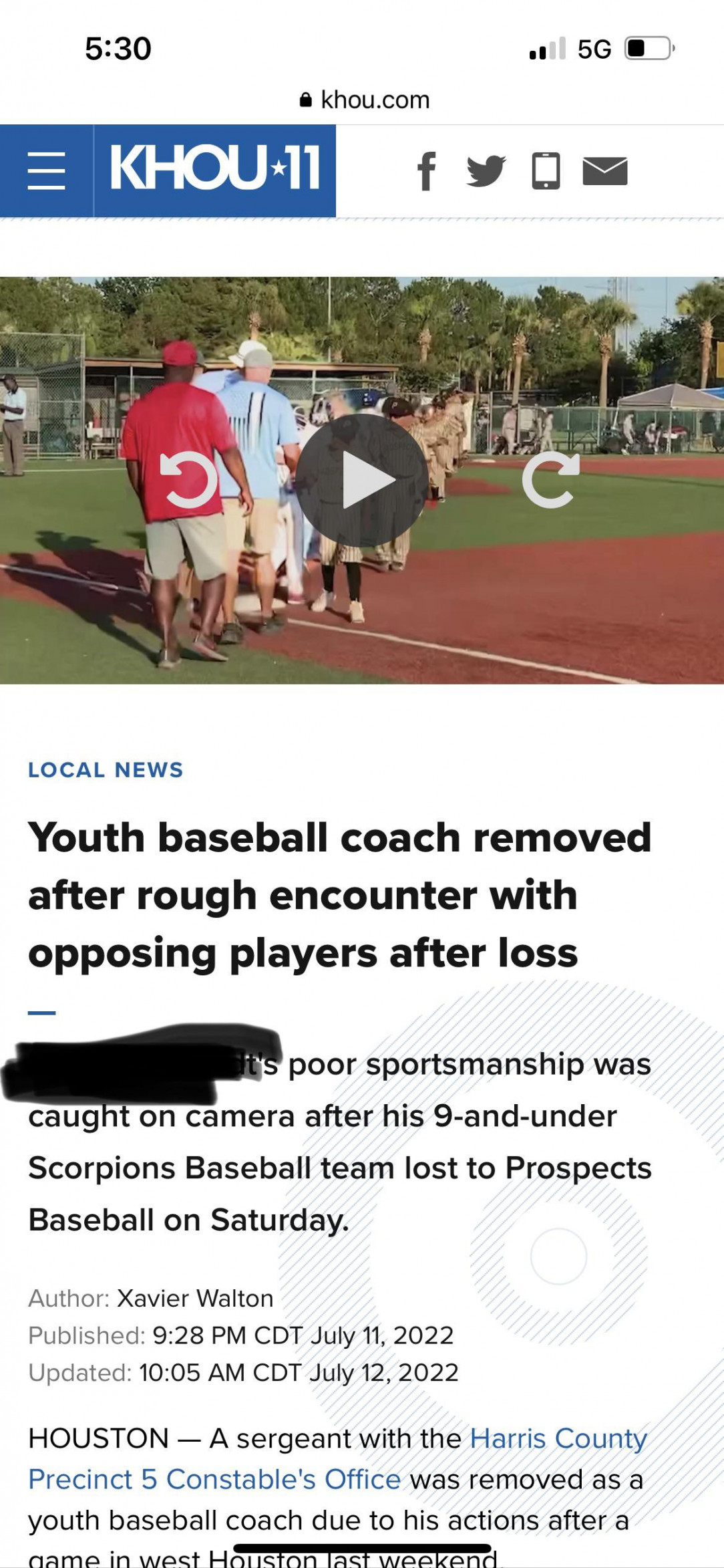 Coach is a sore loser in under 9 baseball game