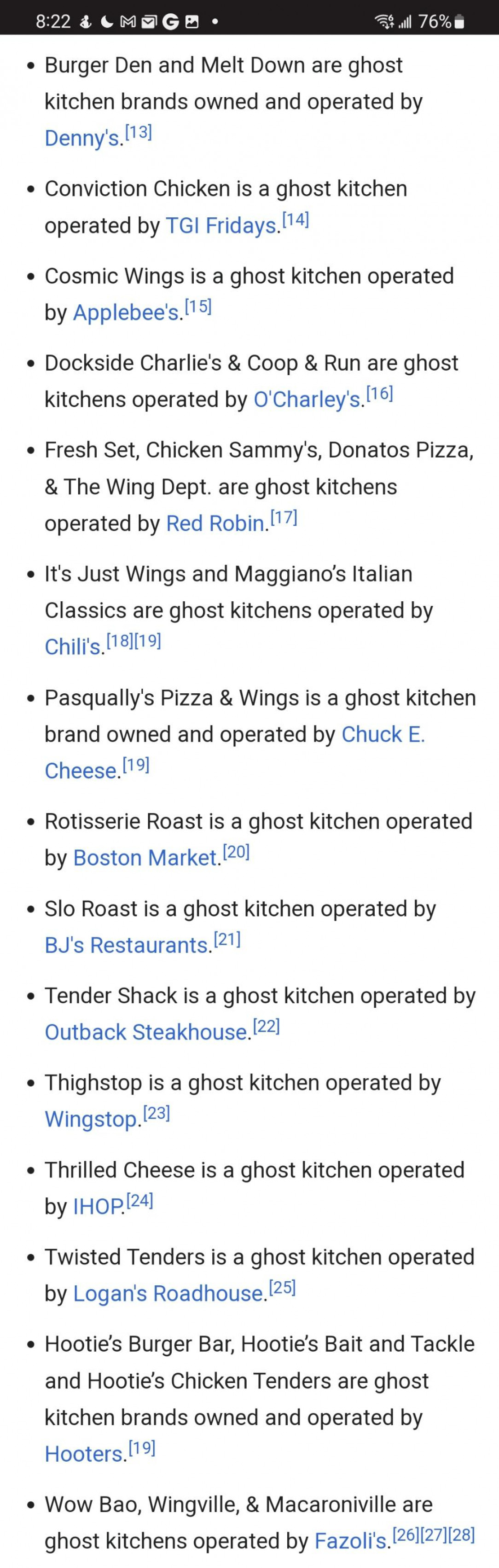 Was ordering off Doordash and kept finding Ghost Kitchens. Thought this list may be helpful to those wanting to *actually* support local