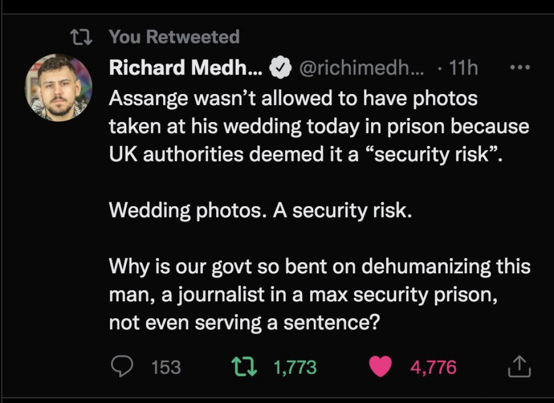 Medhurst on UK&#039;s refusal to allow photos of Assange&#039;s wedding