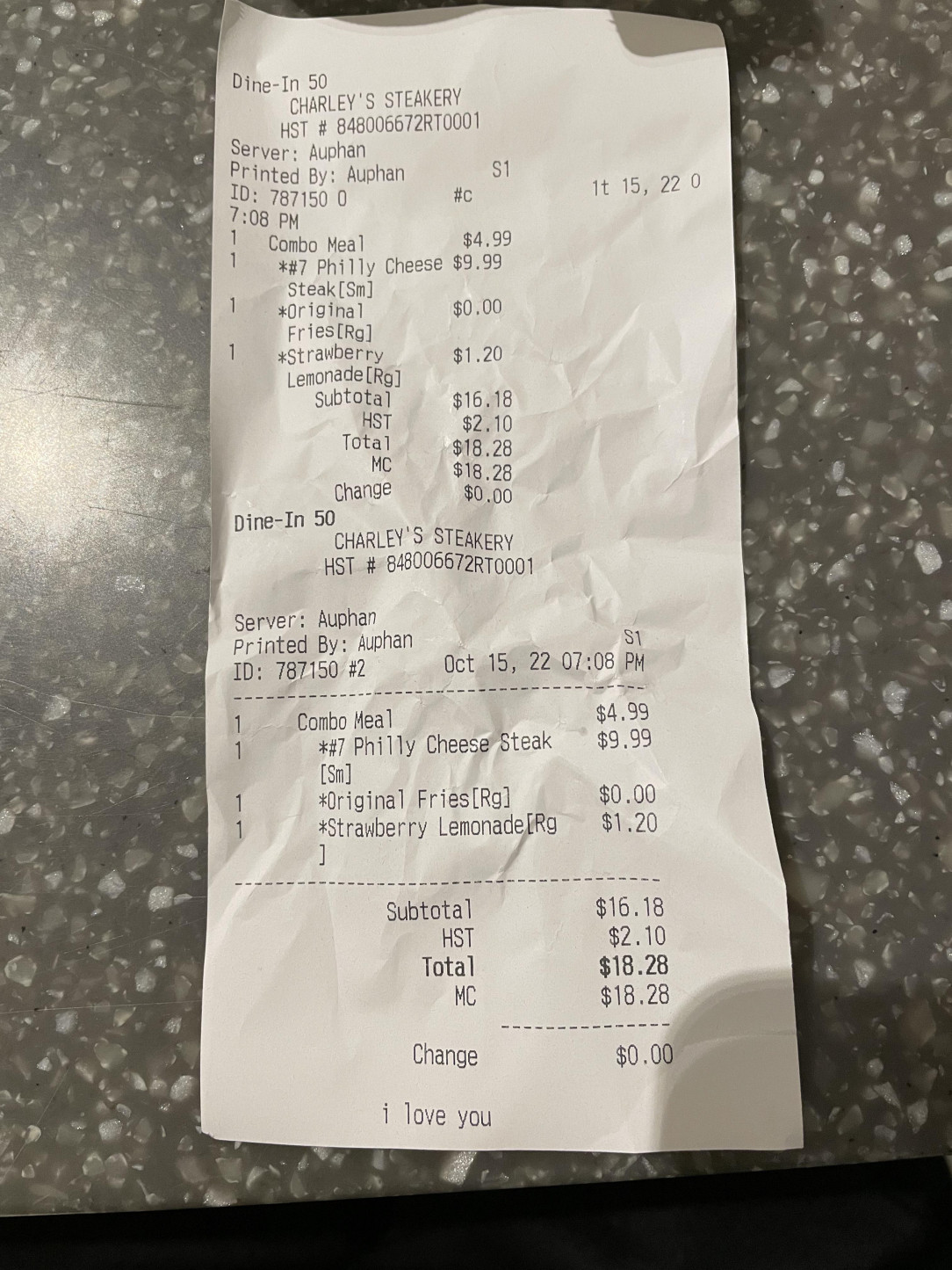 Receipt I got today (read the bottom)