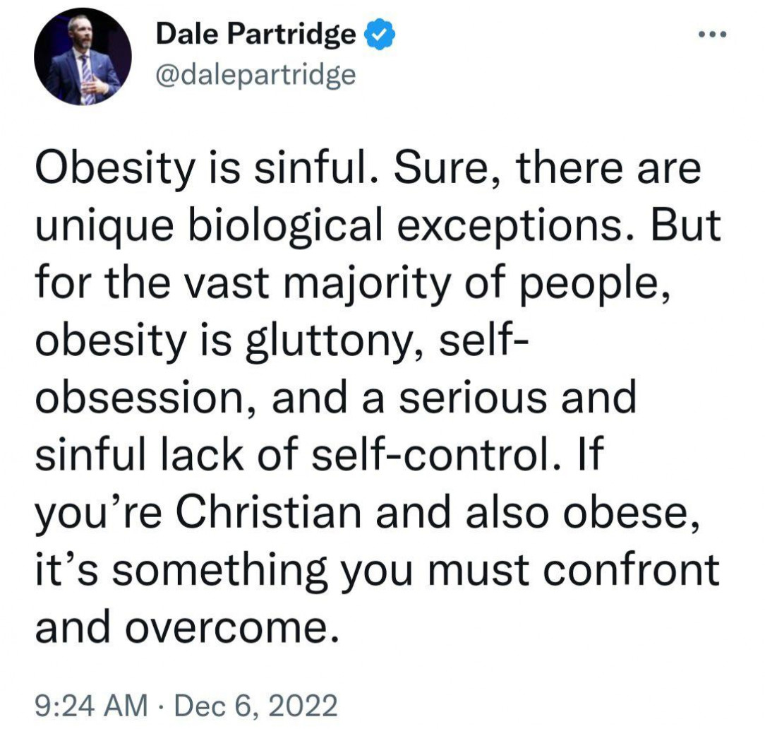 “Obesity is sinful”