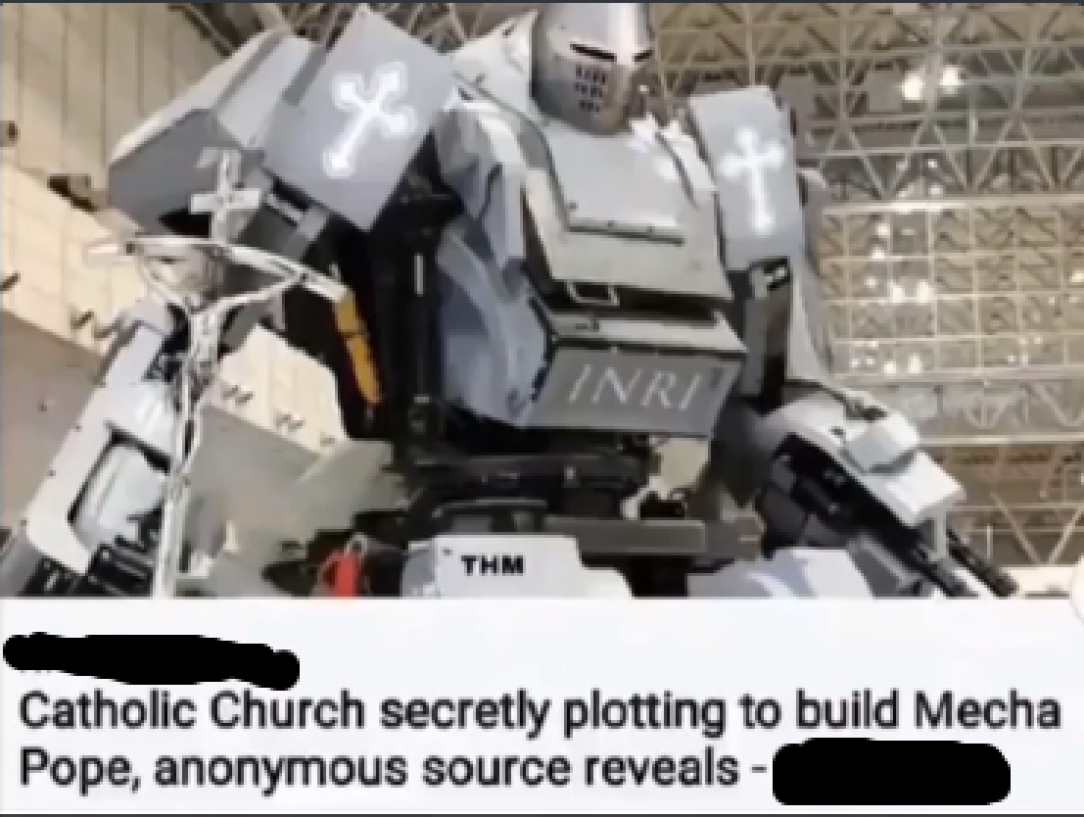 Mecha Pope, The Destroyer. (website name and news name is censored now)