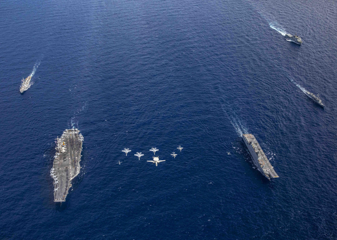 USS George H. W. Bush (CVN 77) and ESPS Juan Carlos I (LHD 61) joint operations in the Ionian Sea, September 2022