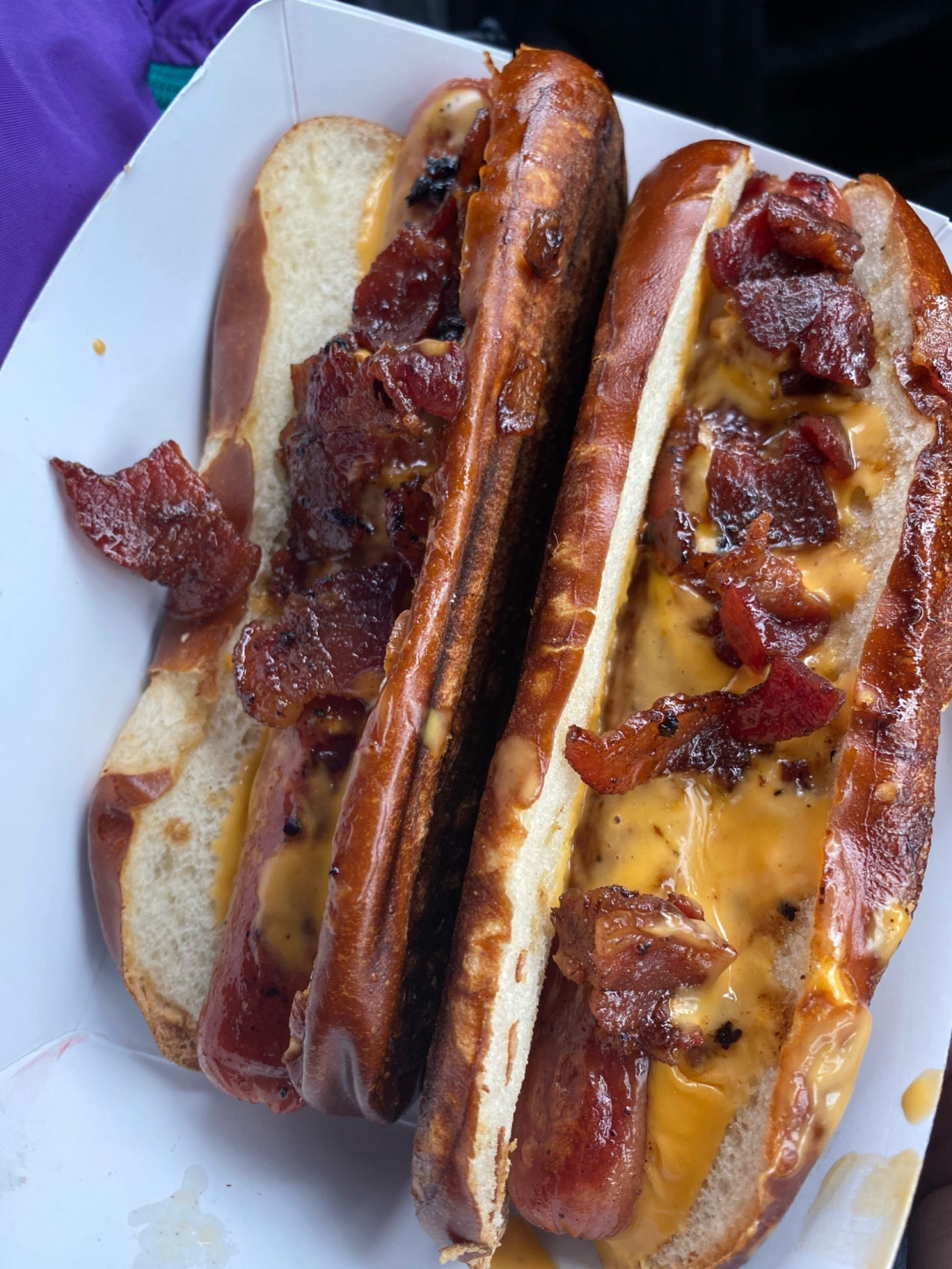 Beer cheese bacon hot dogs on stout rolls. Crushed them rather quickly