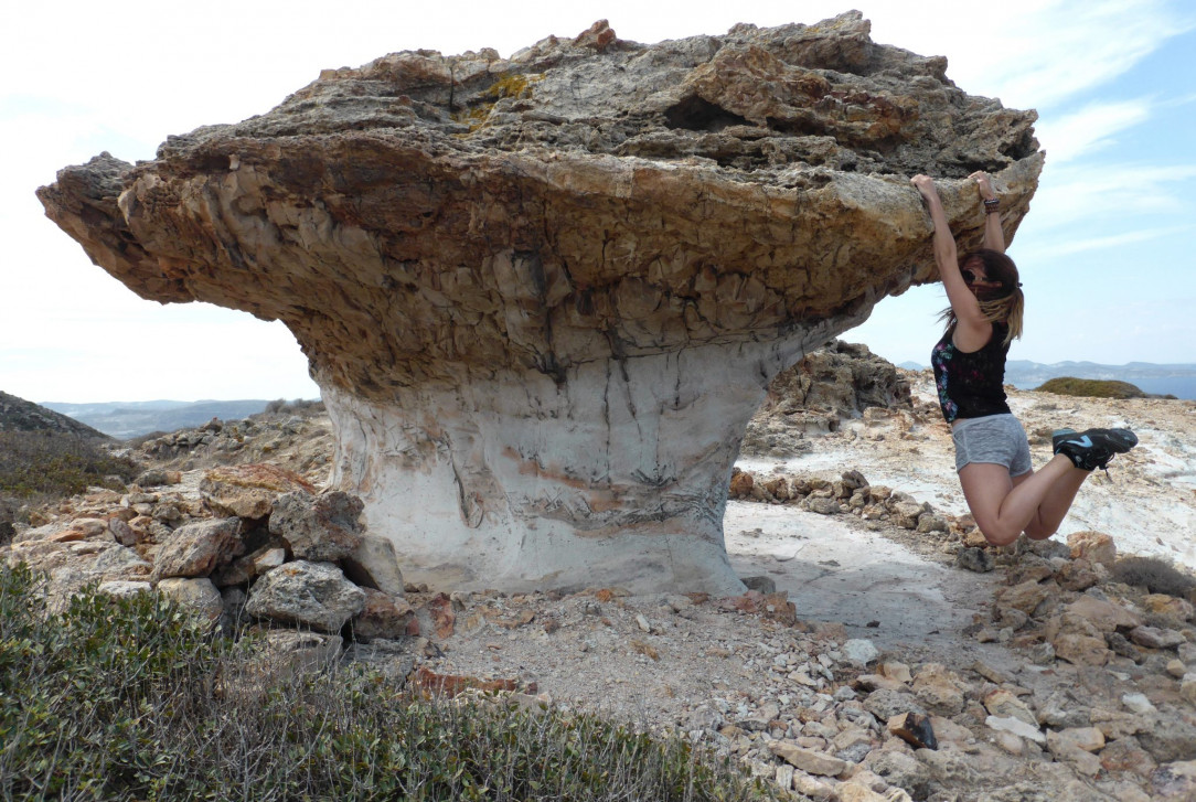 Skiadi, a huge mushroom-like stone formation on Kimolos island, Greece