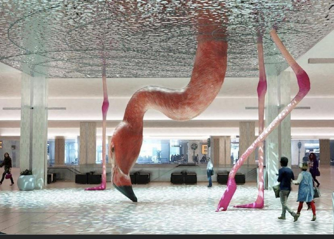 Flamingo art at Tampa International Airport