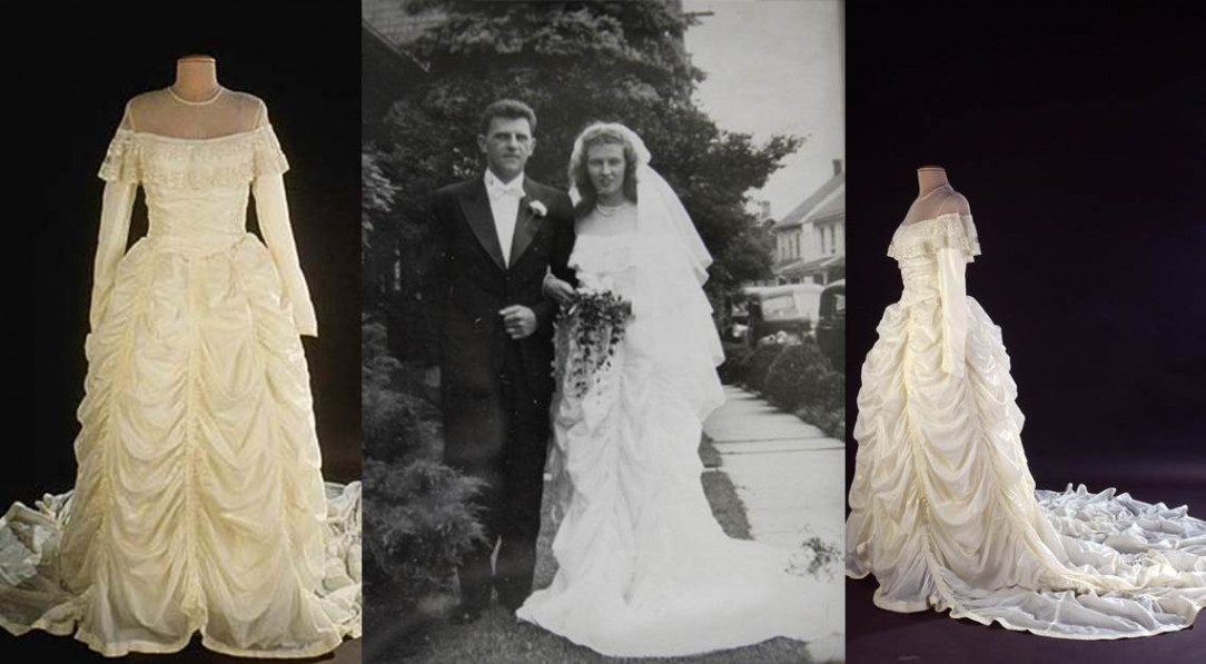 Wedding dress made out of parachute that saved her husband&#039;s life in WWII