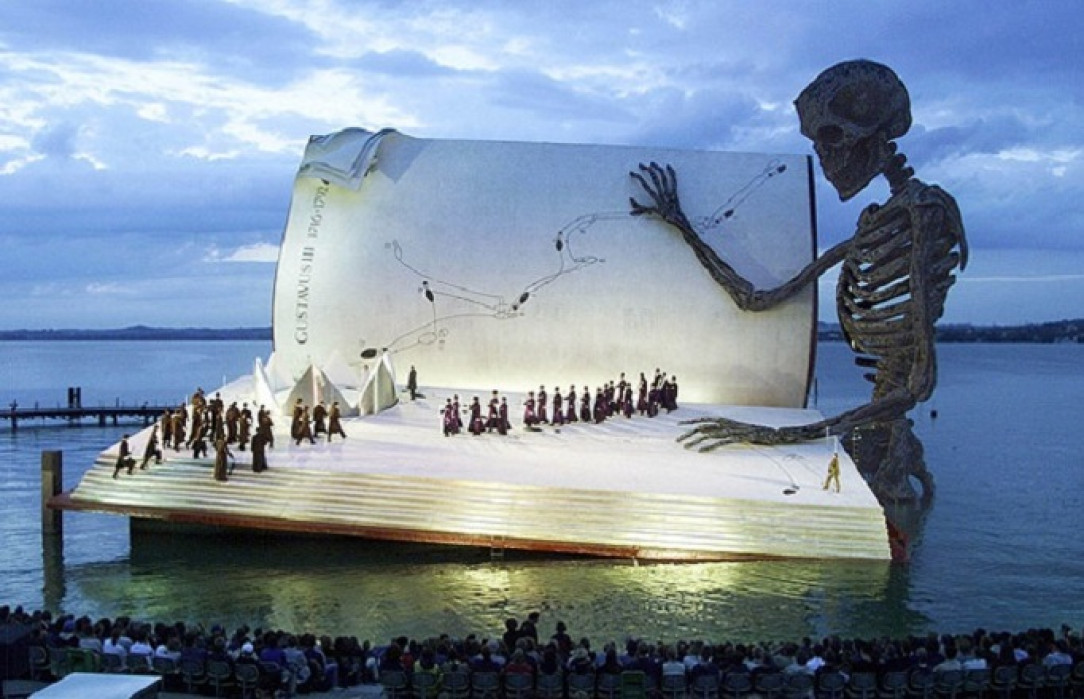 Giant stage built for the Bregenz festival in Austria