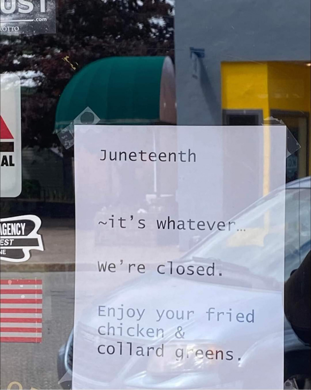 This sign posted on a storefront in Millinocket, ME