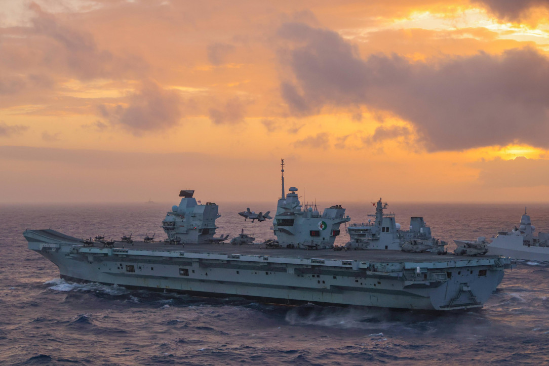 HMS Queen Elizabeth in the South China Seas during her deployment in 2021