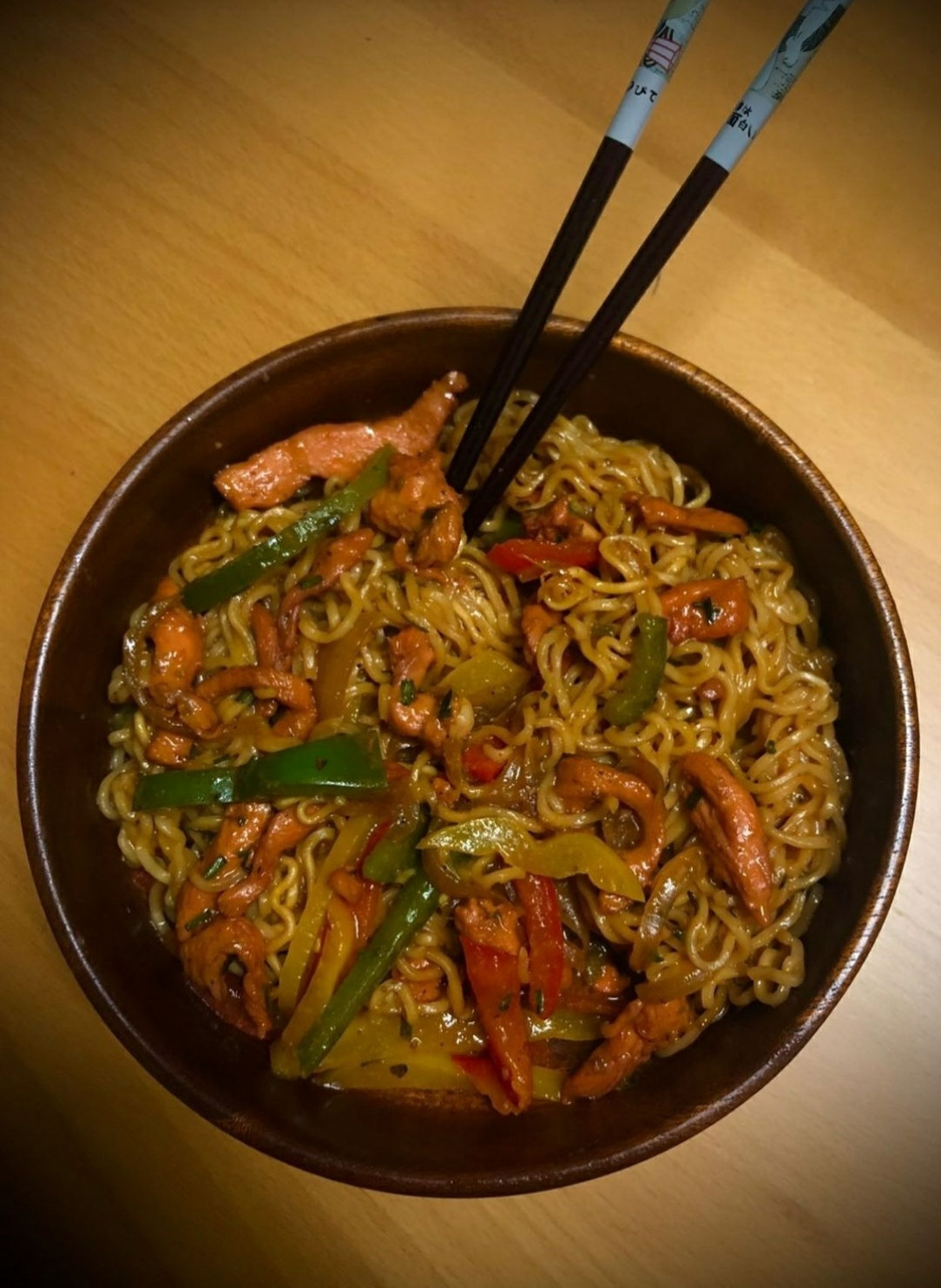 Sister made chicken noodle stir fry