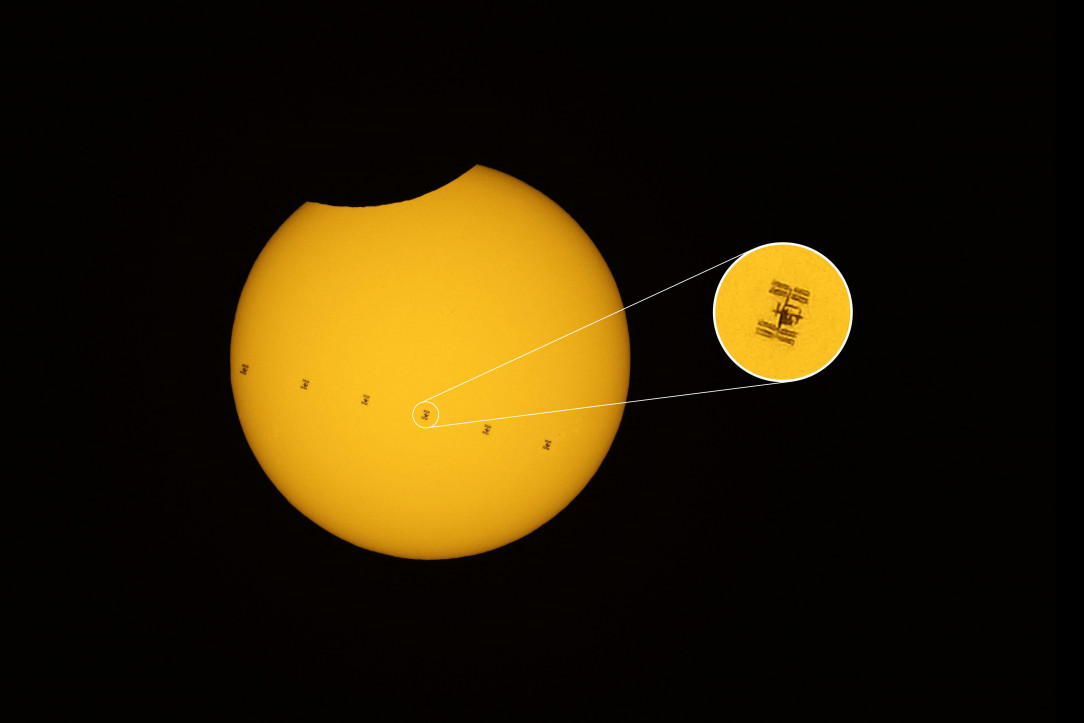ISS transit during solar eclipse of June 10, 2021, Switzerland