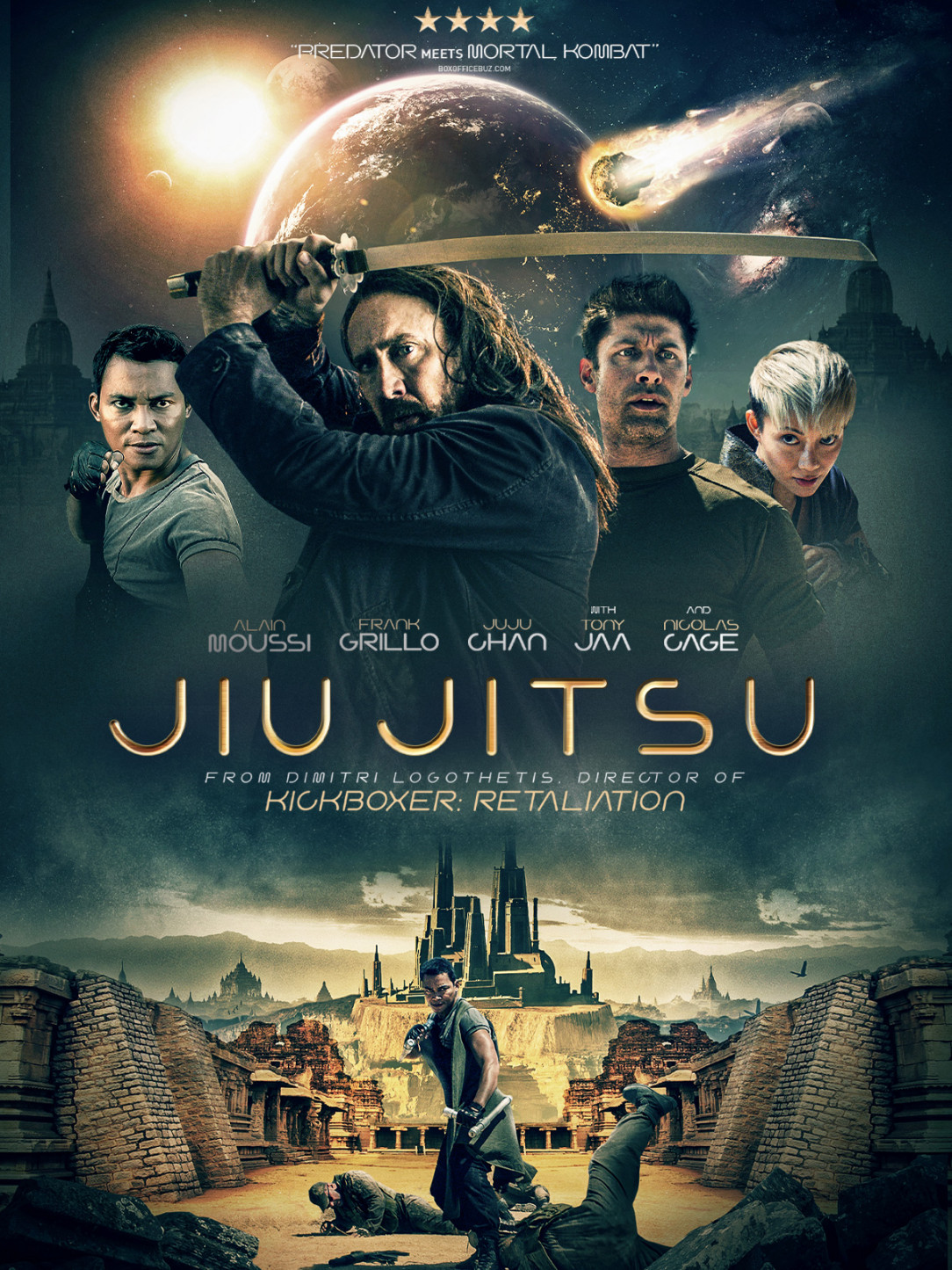 UK poster for Jiu Jitsu - Tony Jaa, Frank Grillo &amp;amp; Nic Cage Vs. an alien hunter