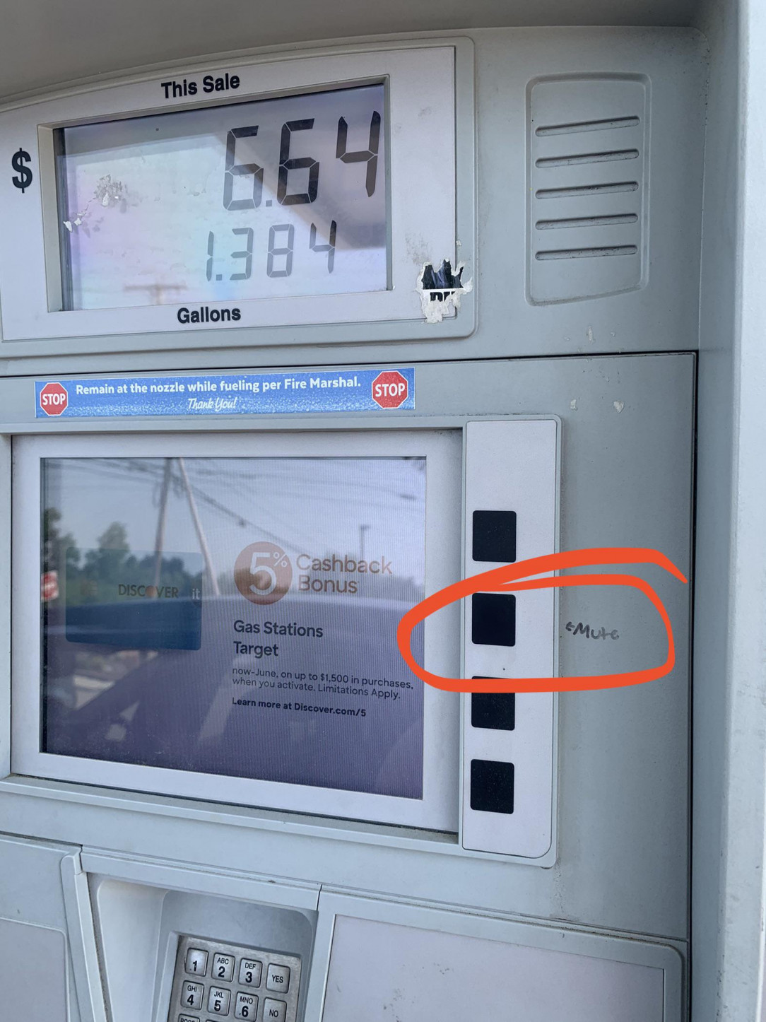 Shoutout to the fine human that wrote this! Now you know that the button right there can mute the annoying ads at the gas station: )