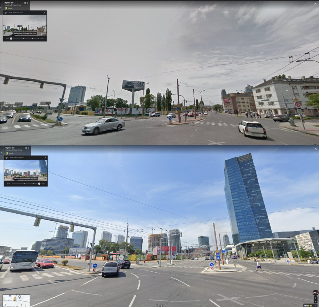 Bratislava 2012 vs 2022, street view