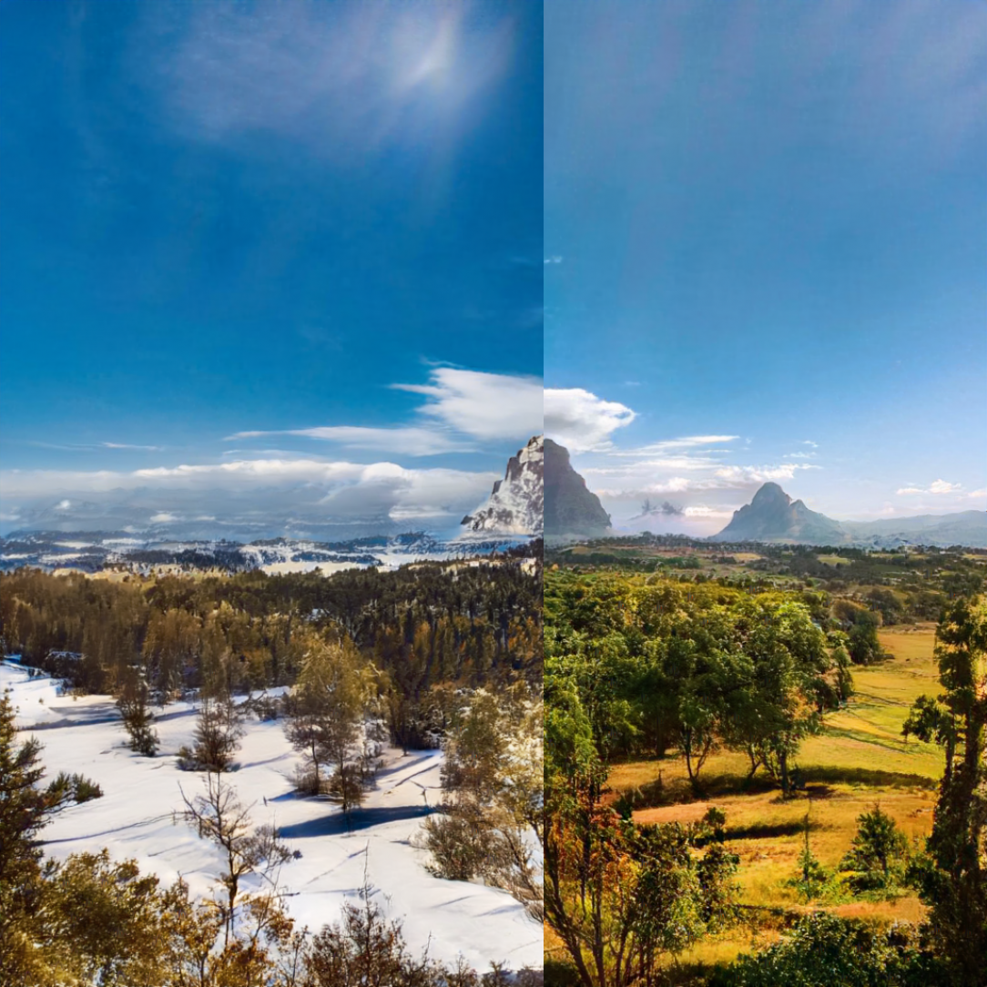A 6 month difference of the mountain Matterhorn, in Italy