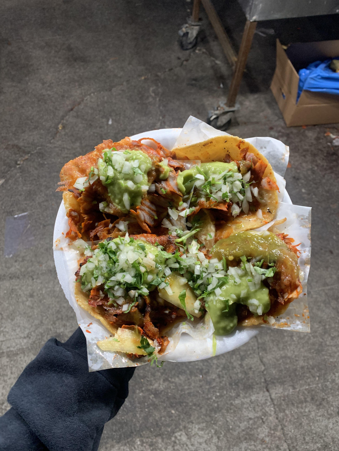 Al Pastor queso tacos with handmade tortilla! By far the best tacos in LA
