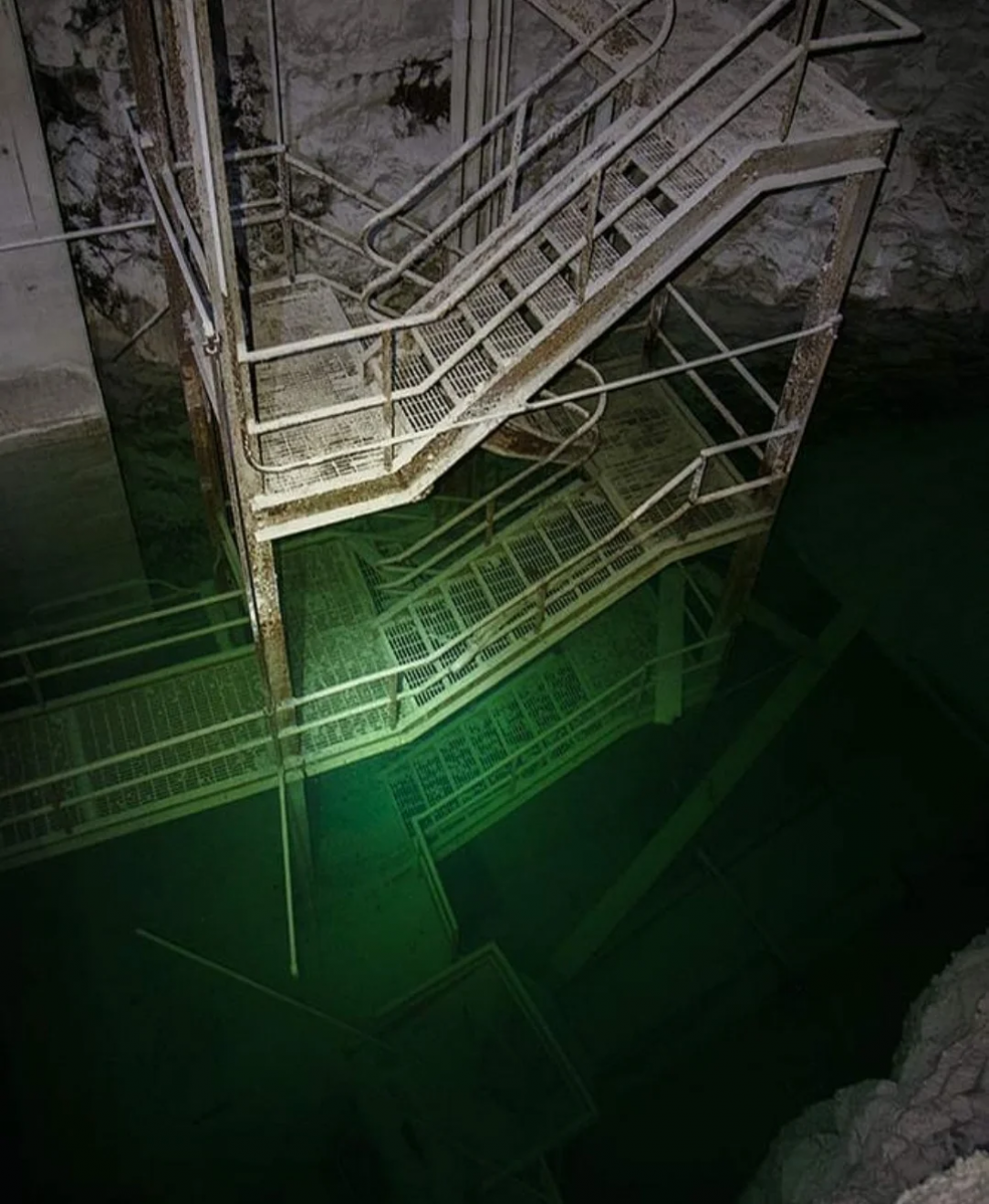 Deeply submerged abandoned staircase