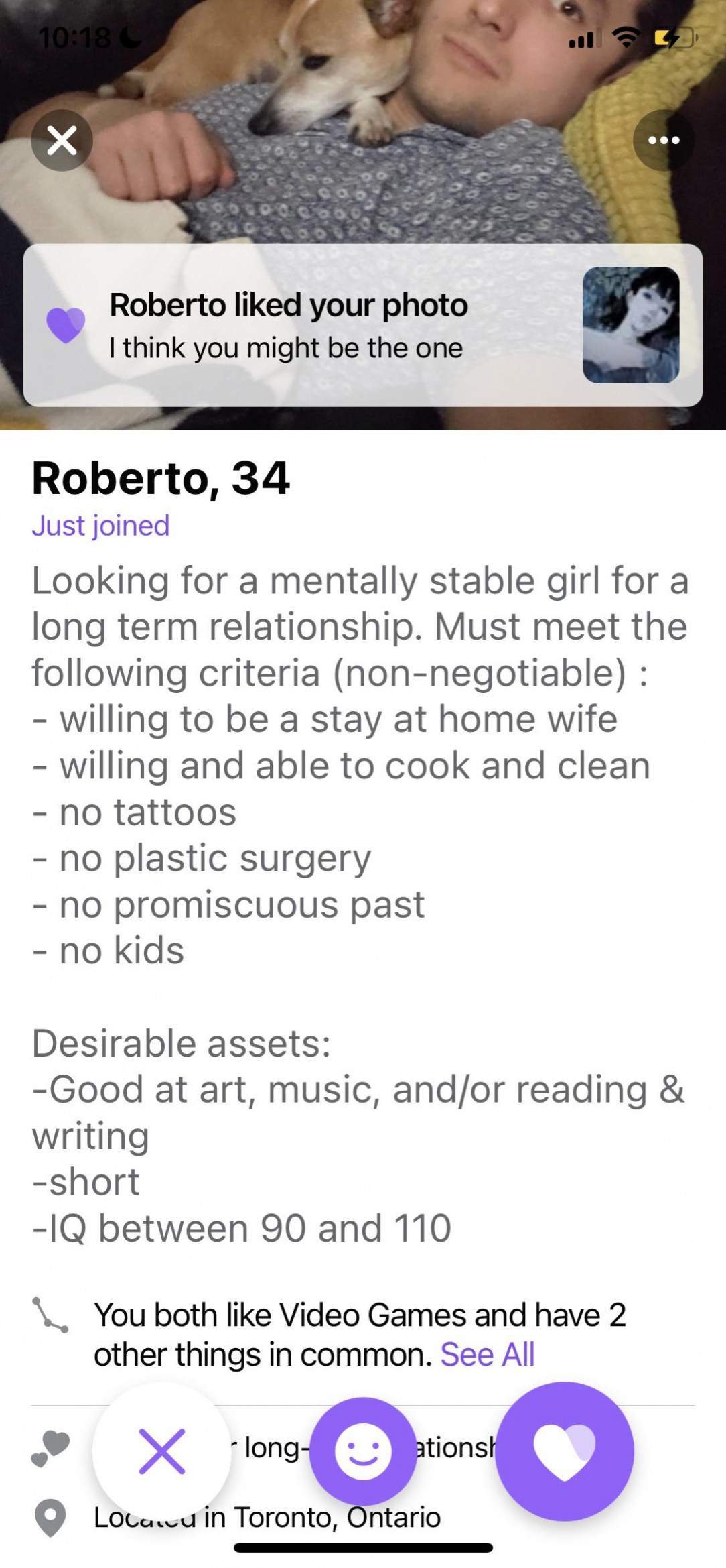 What does Roberto bring to the table? Looking for a slave?