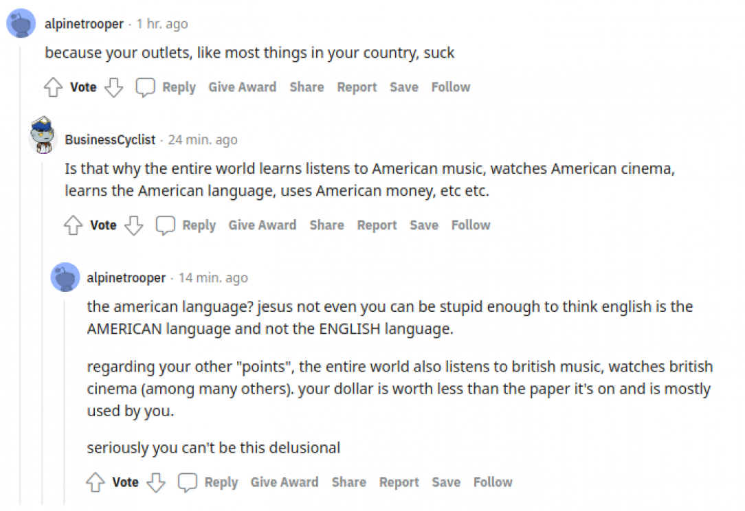 Thinking ENGLISH is an AMERICAN language