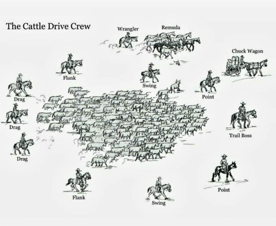 The cattle drive crew. Source: found it on a cowboyish FB page