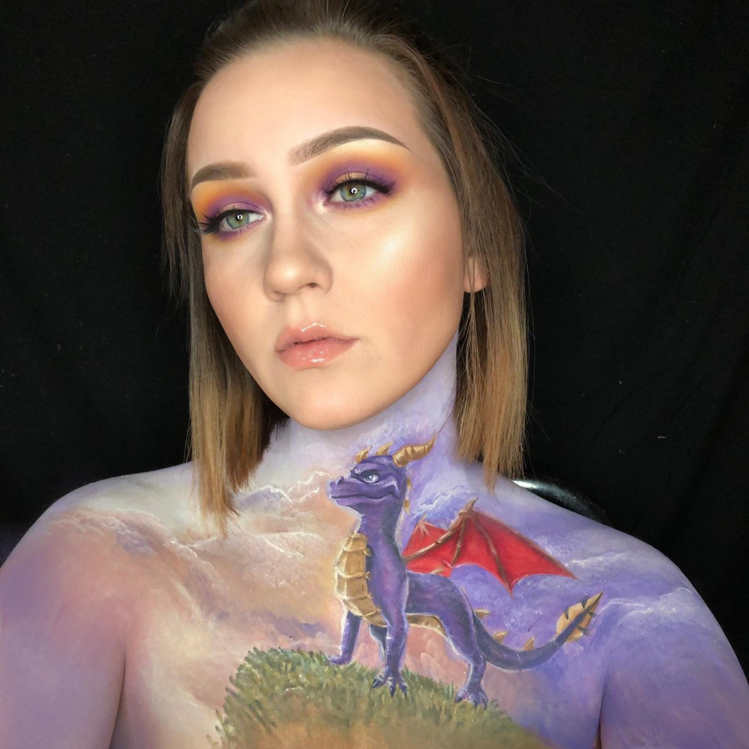 Spyro the dragon body painting