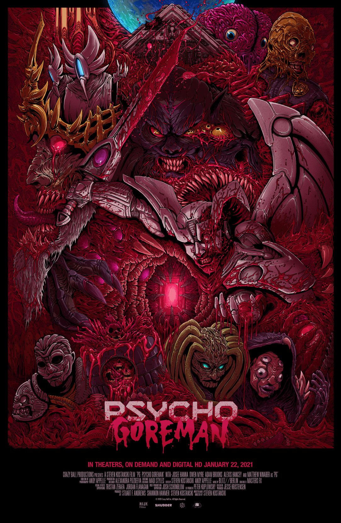 Poster for Psycho Gorman (SXSW Midnight selection from the director of The Void). Siblings unwittingly resurrect an ancient alien overlord. They force the monster to obey their childish whims, and accidentally attract a rogues' gallery of...